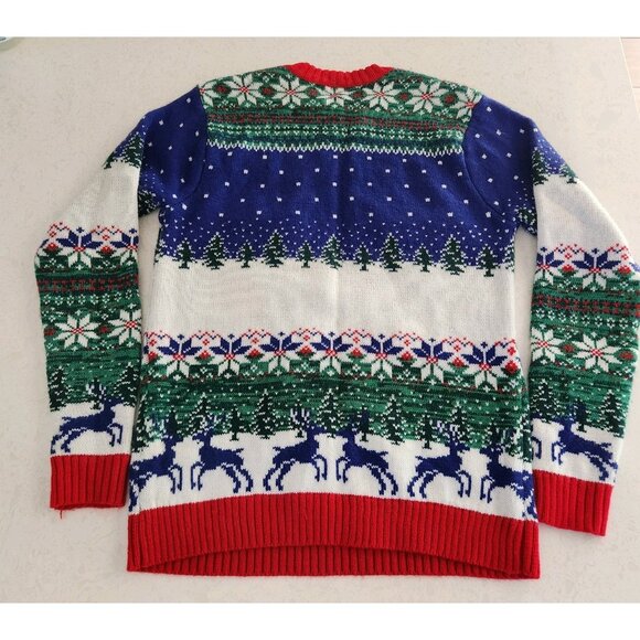 Ugly Christmas Sweater 33 Degrees Holiday Reindeer Beer Bottle Pocket Small EUC - Picture 5 of 9
